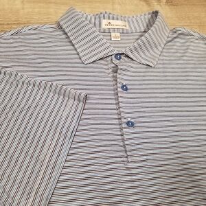 Peter Millar Summer Comfort Mens Polo Shirt Large Striped Black/White/Blue